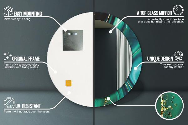 Espejo redondo marco estampado Mármol esmeralda