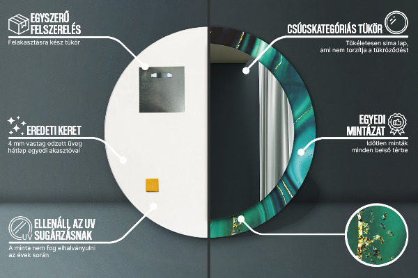 Espejo redondo marco estampado Mármol esmeralda