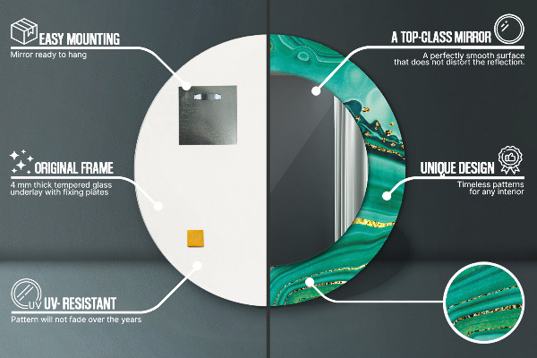 Espejo redondo marco estampado Mármol jaspe ágata