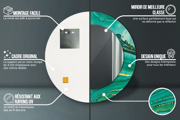 Espejo redondo marco estampado Mármol jaspe ágata