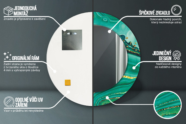 Espejo redondo marco estampado Mármol jaspe ágata