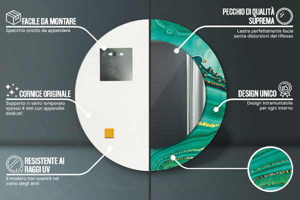 Espejo redondo marco estampado Mármol jaspe ágata