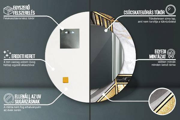 Espejo redondo marco estampado Ágata mármol y oro