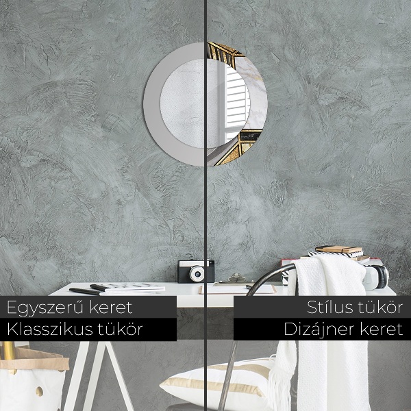 Espejo redondo marco estampado Ágata mármol y oro