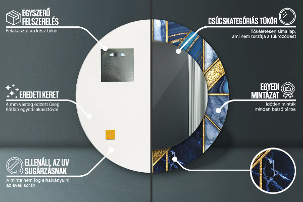 Espejo redondo impreso decorativo redondo Mármol moderno