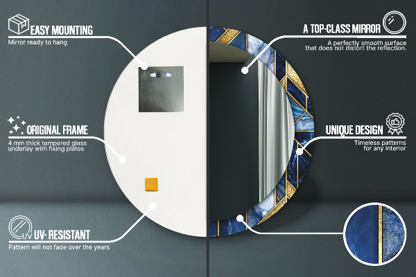 Espejo redondo impreso decorativo redondo Mármol moderno