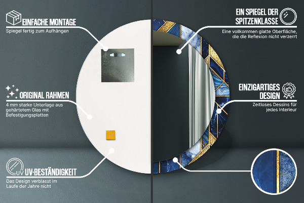 Espejo redondo impreso decorativo redondo Mármol moderno