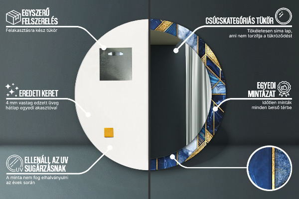 Espejo redondo impreso decorativo redondo Mármol moderno