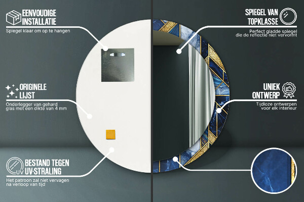 Espejo redondo impreso decorativo redondo Mármol moderno