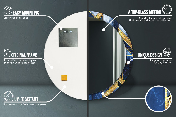 Espejo redondo impreso decorativo redondo Mármol moderno