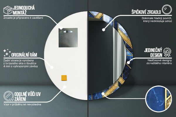 Espejo redondo impreso decorativo redondo Mármol moderno