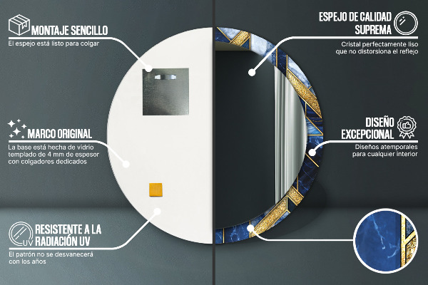 Espejo redondo impreso decorativo redondo Mármol moderno