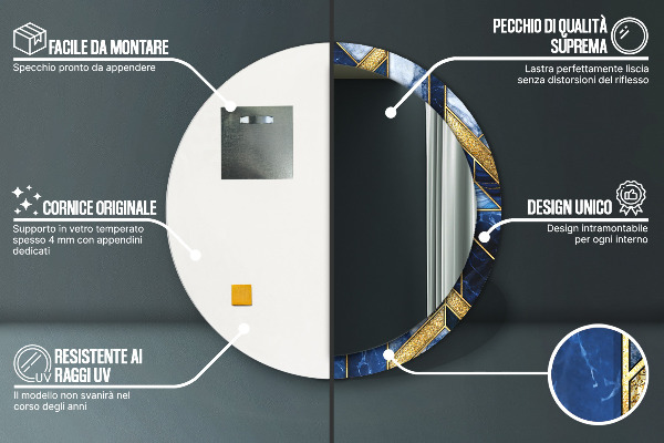 Espejo redondo impreso decorativo redondo Mármol moderno