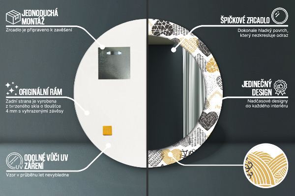 Espejo redondo con decoración Garabato, corazones