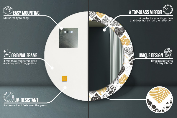 Espejo redondo con decoración Garabato, corazones