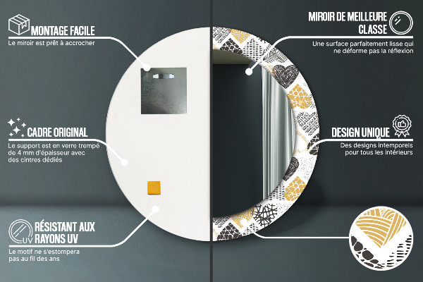 Espejo redondo con decoración Garabato, corazones