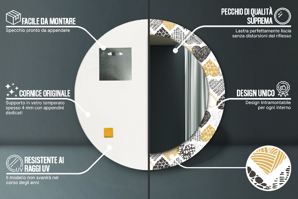 Espejo redondo con decoración Garabato, corazones