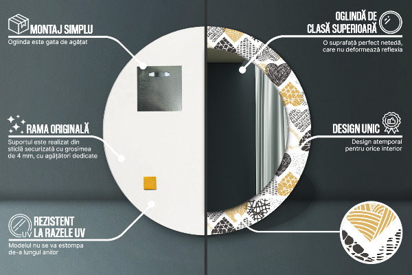 Espejo redondo con decoración Garabato, corazones