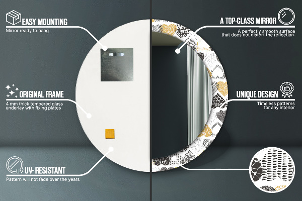 Espejo redondo con decoración Garabato, corazones