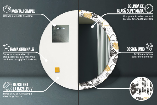 Espejo redondo con decoración Garabato, corazones