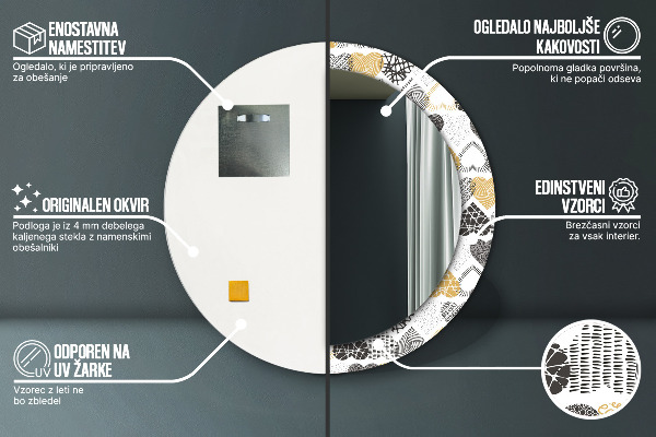 Espejo redondo con decoración Garabato, corazones