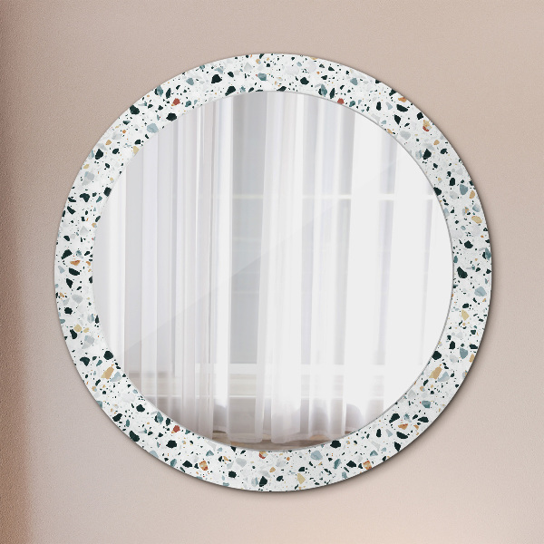 Espejo redondo marco con estampado decorativo Piedra natural