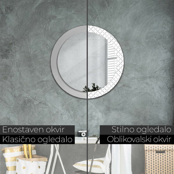 Espejo redondo con decoración Lineas cruzadas