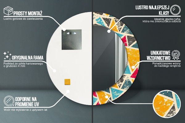 Espejo redondo con decoración Composición retra