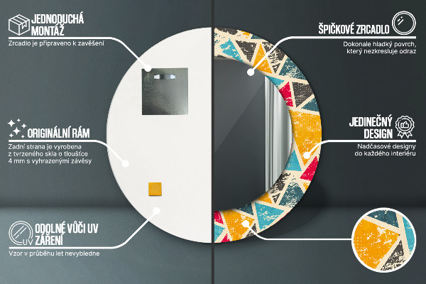 Espejo redondo con decoración Composición retra