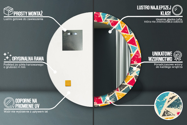 Espejo redondo con decoración Composición retra