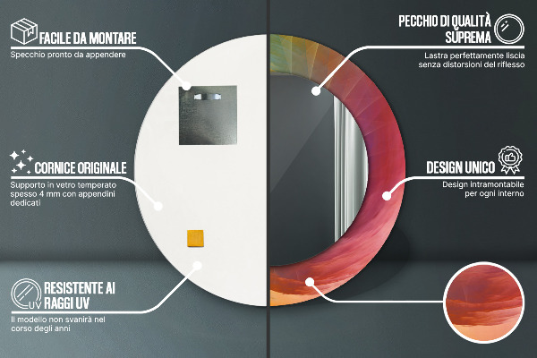 Espejo redondo impreso decorativo redondo Espiral hipnótica