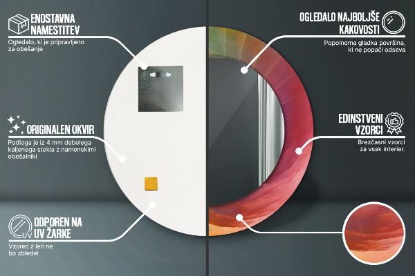 Espejo redondo impreso decorativo redondo Espiral hipnótica