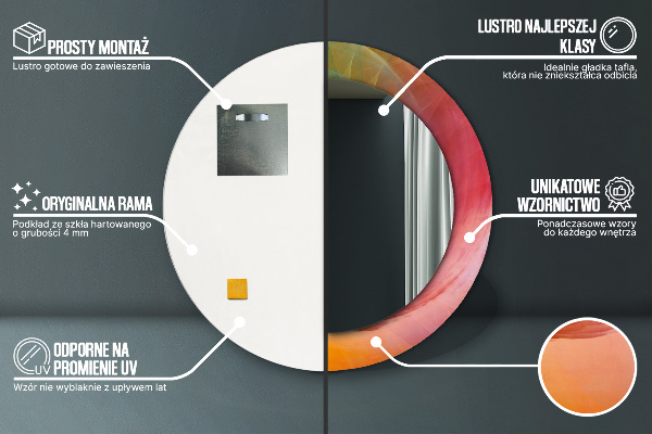 Espejo redondo impreso decorativo redondo Espiral hipnótica