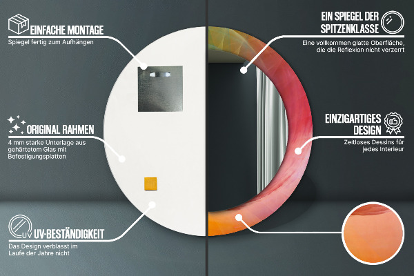 Espejo redondo impreso decorativo redondo Espiral hipnótica