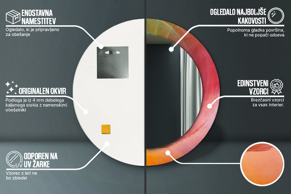 Espejo redondo impreso decorativo redondo Espiral hipnótica