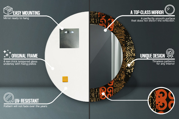 Espejo redondo impreso decorativo redondo Patrón abstracto grunge