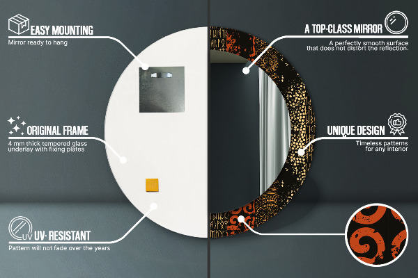 Espejo redondo impreso decorativo redondo Patrón abstracto grunge