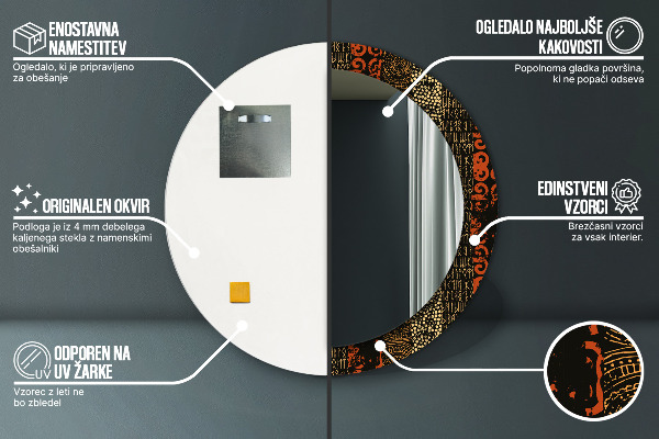 Espejo redondo impreso decorativo redondo Patrón abstracto grunge