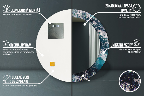 Espejo redondo marco estampado Mar tormentoso