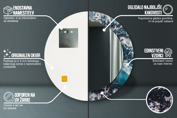 Espejo redondo marco estampado Mar tormentoso