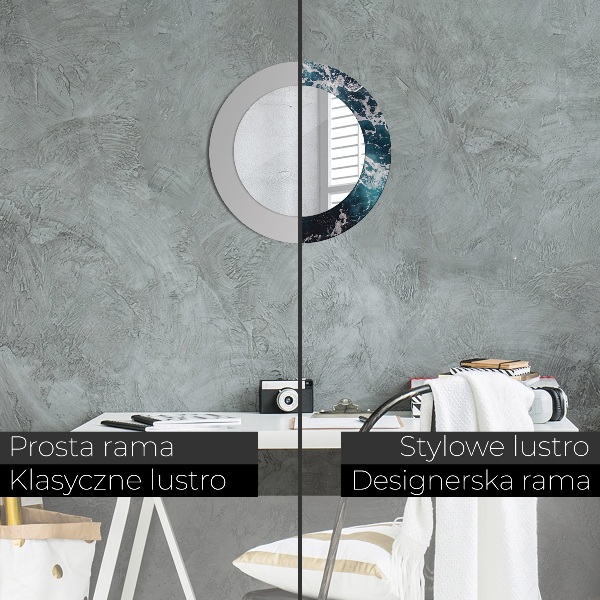 Espejo redondo marco estampado Mar tormentoso