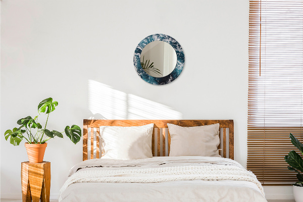 Espejo redondo marco estampado Mar tormentoso