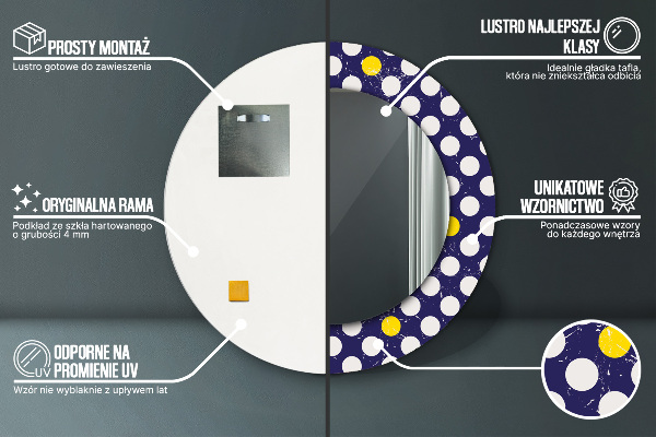 Espejo redondo marco estampado Lunares retros