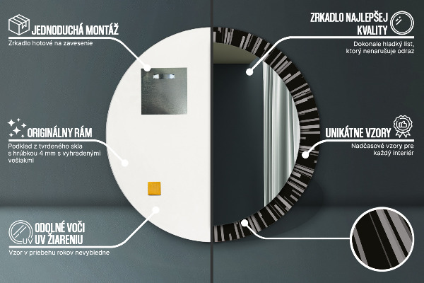 Espejo redondo marco estampado Composición radiante