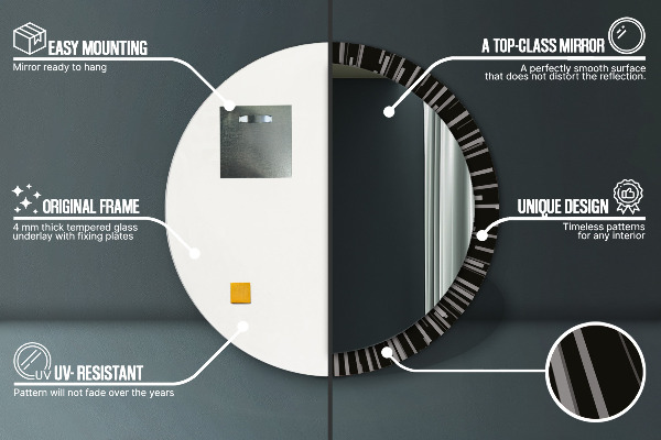 Espejo redondo marco estampado Composición radiante