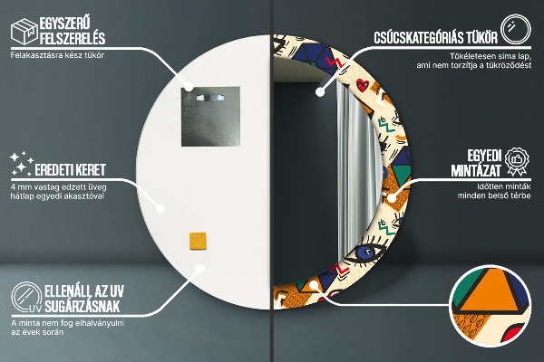 Espejo redondo marco con estampado decorativo Estilo de arte pop