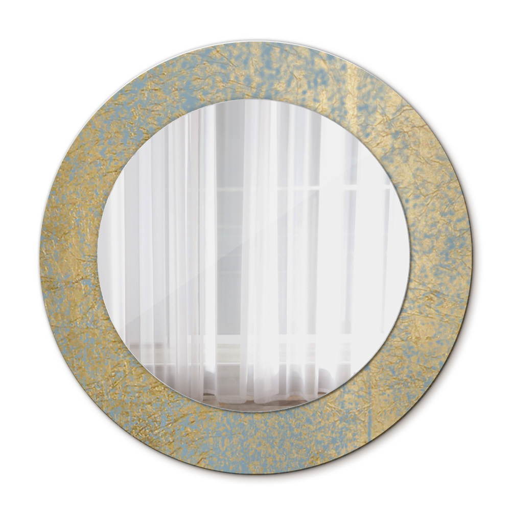 Espejo redondo marco con estampado decorativo Textura de hoja de oro