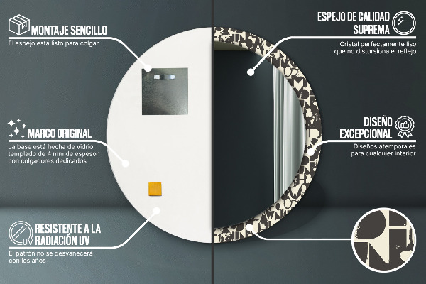 Espejo redondo marco con estampado decorativo Tipografía abstracta