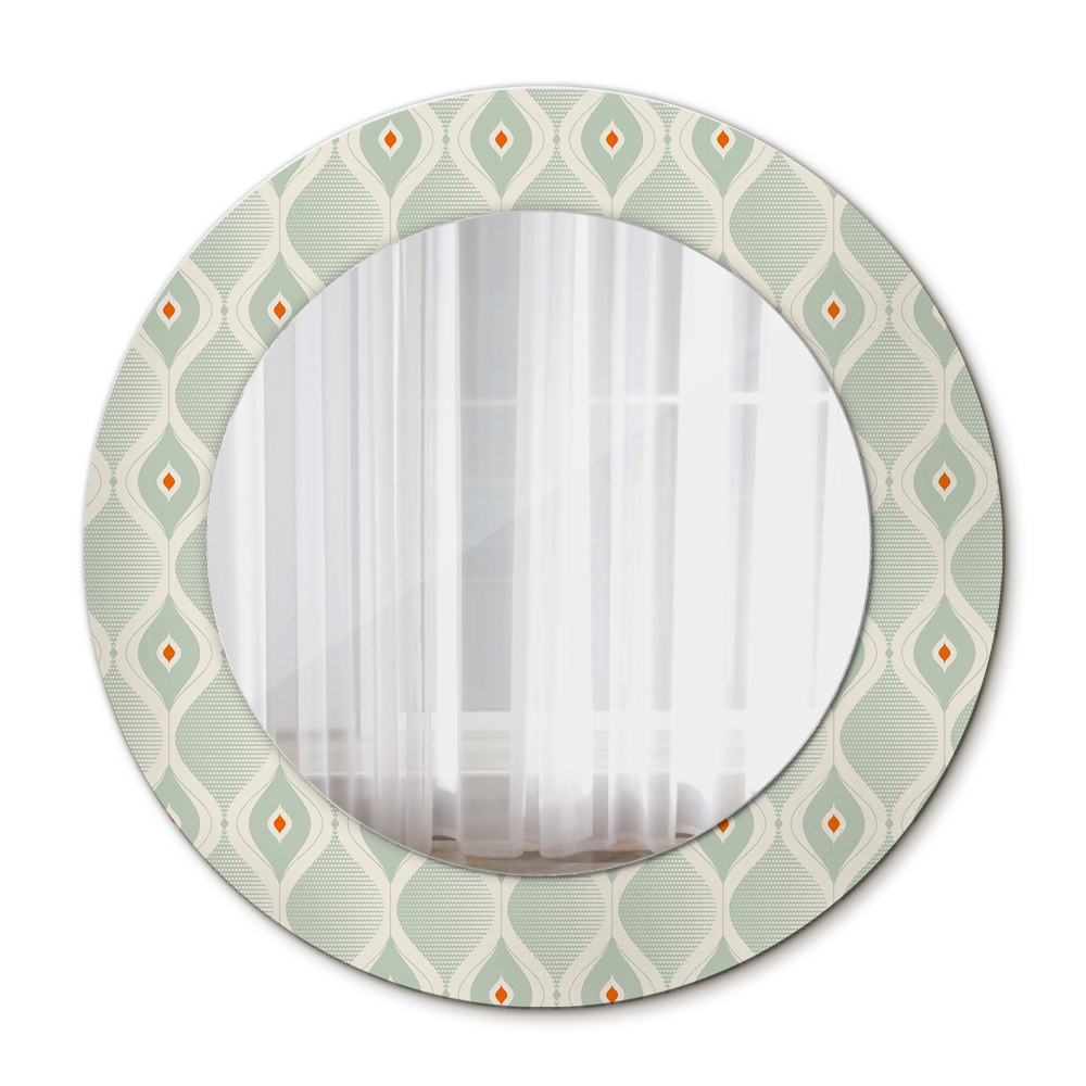 Espejo redondo marco con estampado decorativo Patrón vintage ligero