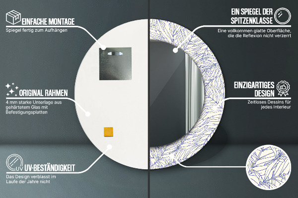 Espejo redondo con decoración Condado de palmeras tropicales